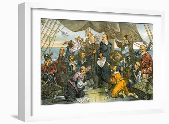 Columbus Cleveland and His Mutinous Crew - This Ship Shall Not Turn Back! 1885-Bernard Gillam-Framed Giclee Print