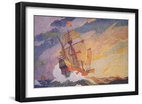 Columbus Crossing the Atlantic, 1927-Newell Convers Wyeth-Framed Giclee Print