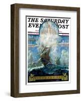 "Columbus Day," Saturday Evening Post Cover, October 11, 1930-H.W. Tilson-Framed Giclee Print