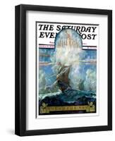 "Columbus Day," Saturday Evening Post Cover, October 11, 1930-H.W. Tilson-Framed Giclee Print