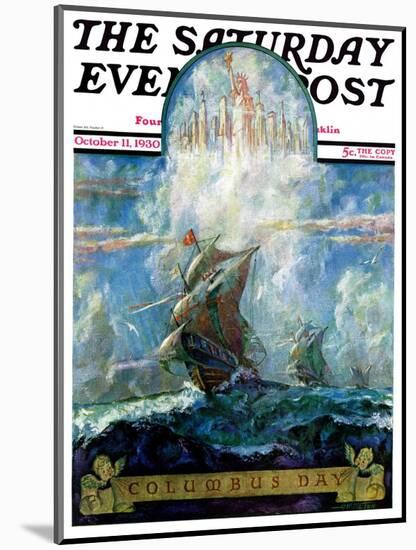 "Columbus Day," Saturday Evening Post Cover, October 11, 1930-H.W. Tilson-Mounted Giclee Print