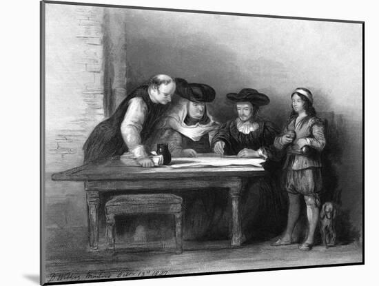 Columbus Deathbed-null-Mounted Art Print