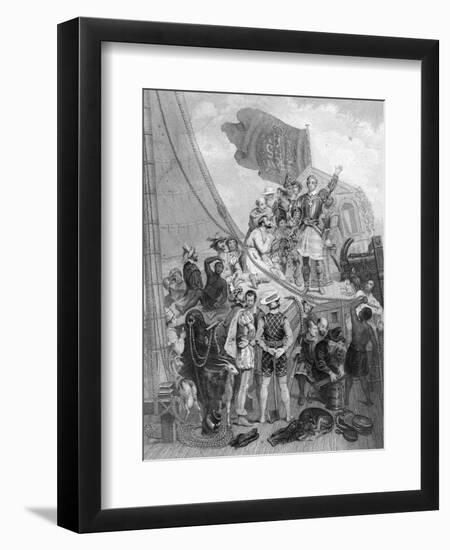 Columbus 'Discovering' America, 1492-Holhs-Framed Giclee Print