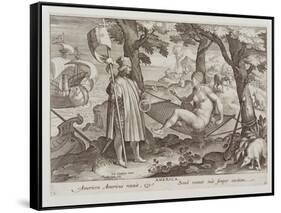 Columbus Discovering America, Plate 2 from "Nova Reperta"-Jan van der Straet-Framed Stretched Canvas