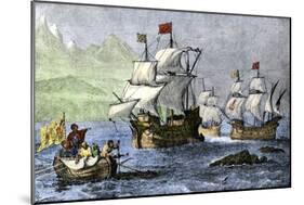 Columbus Expedition Coasting Along the Northern Shore of Cuba-null-Mounted Giclee Print