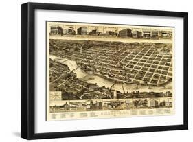 Columbus, Georgia - Panoramic Map-Lantern Press-Framed Art Print