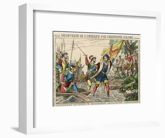 Columbus Lands 1492-null-Framed Art Print