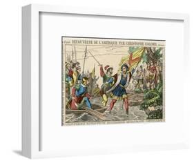 Columbus Lands 1492-null-Framed Art Print