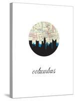 Columbus Map Skyline-Paperfinch 0-Stretched Canvas