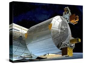 Columbus Module of the ISS, Artwork-David Ducros-Stretched Canvas