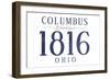 Columbus, Ohio - Established Date (Blue)-Lantern Press-Framed Art Print