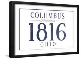 Columbus, Ohio - Established Date (Blue)-Lantern Press-Framed Art Print