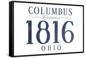 Columbus, Ohio - Established Date (Blue)-Lantern Press-Framed Stretched Canvas