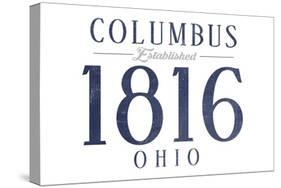 Columbus, Ohio - Established Date (Blue)-Lantern Press-Stretched Canvas