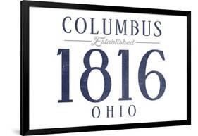 Columbus, Ohio - Established Date (Blue)-Lantern Press-Framed Art Print