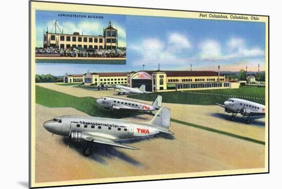 Columbus, Ohio - Landed Twa Planes at Port Columbus-Lantern Press-Mounted Art Print