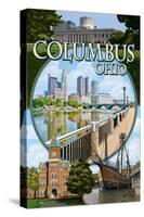 Columbus, Ohio - Montage Scenes-Lantern Press-Stretched Canvas