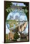 Columbus, Ohio - Montage Scenes-Lantern Press-Framed Art Print