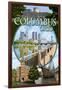 Columbus, Ohio - Montage Scenes-Lantern Press-Framed Art Print