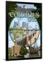 Columbus, Ohio - Montage Scenes-Lantern Press-Framed Art Print