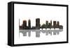 Columbus Ohio Skyline BW 1-Marlene Watson-Framed Stretched Canvas