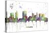 Columbus Ohio Skyline MCLR 1-Marlene Watson-Stretched Canvas