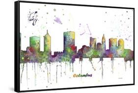 Columbus Ohio Skyline MCLR 1-Marlene Watson-Framed Stretched Canvas