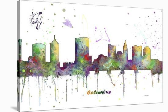 Columbus Ohio Skyline MCLR 1-Marlene Watson-Stretched Canvas