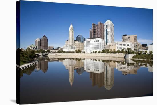 Columbus, Ohio Skyline Reflected in the Scioto River.  Columbus is the Capital of Ohio-pdb1-Stretched Canvas