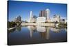 Columbus, Ohio Skyline Reflected in the Scioto River.  Columbus is the Capital of Ohio-pdb1-Stretched Canvas