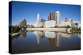 Columbus, Ohio Skyline Reflected in the Scioto River.  Columbus is the Capital of Ohio-pdb1-Stretched Canvas