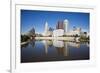 Columbus, Ohio Skyline Reflected in the Scioto River.  Columbus is the Capital of Ohio-pdb1-Framed Photographic Print