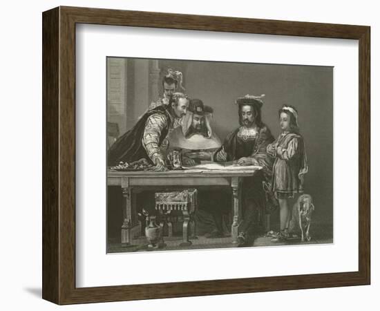 Columbus Planning the Discovery of America, 15th Century-Sir David Wilkie-Framed Giclee Print