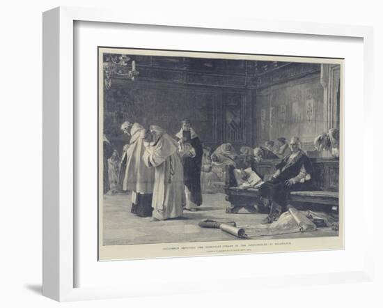 Columbus Refuting the Dominican Friars in the Conferences at Salamanca-Nicolo Barabino-Framed Giclee Print