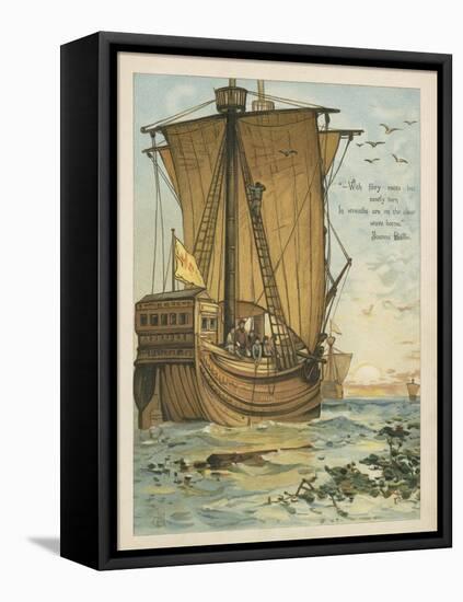 Columbus Sailing Through the Sargasso Sea-Andrew Melrose-Framed Stretched Canvas