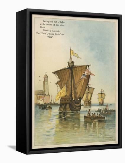 Columbus Setting Sail for the New World-Andrew Melrose-Framed Stretched Canvas