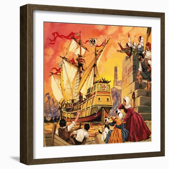 Columbus Setting Sail in the Santa Maria in August 1492-Mcbride-Framed Giclee Print