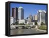 Columbus Skyline and Scioto River, Columbus, Ohio, United States of America, North America-Richard Cummins-Framed Stretched Canvas