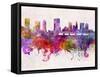 Columbus Skyline in Watercolor Background-paulrommer-Framed Stretched Canvas