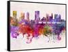 Columbus Skyline in Watercolor Background-paulrommer-Framed Stretched Canvas