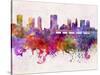 Columbus Skyline in Watercolor Background-paulrommer-Stretched Canvas