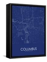 Columbus, United States of America Blue Map-null-Framed Stretched Canvas
