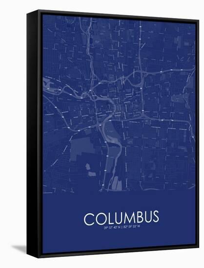 Columbus, United States of America Blue Map-null-Framed Stretched Canvas