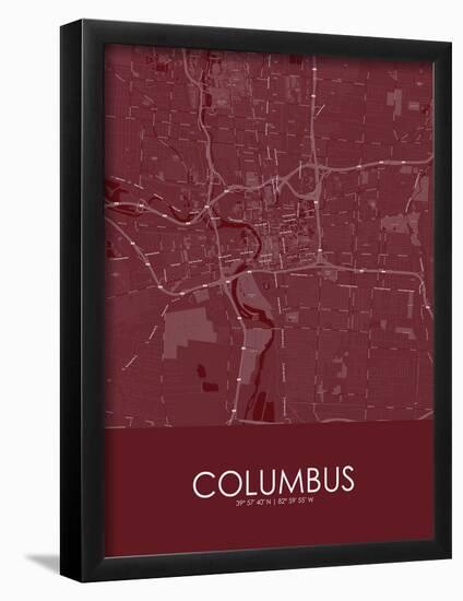 Columbus, United States of America Red Map-null-Framed Poster