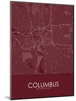 Columbus, United States of America Red Map-null-Mounted Poster