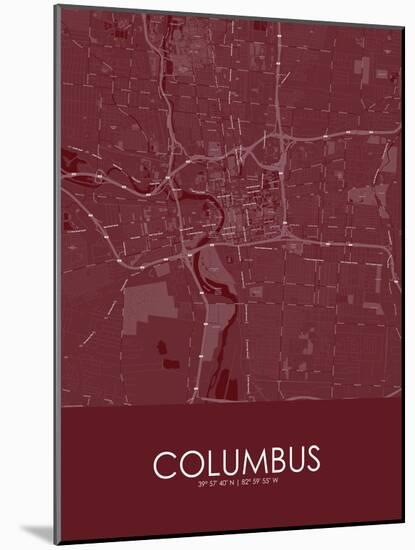 Columbus, United States of America Red Map-null-Mounted Poster