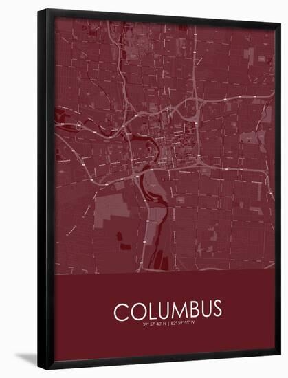 Columbus, United States of America Red Map-null-Framed Poster