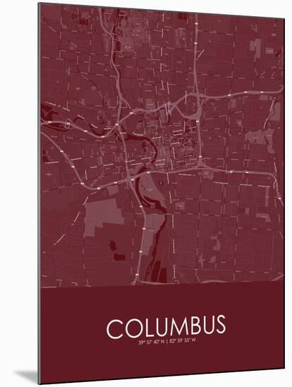 Columbus, United States of America Red Map-null-Mounted Poster