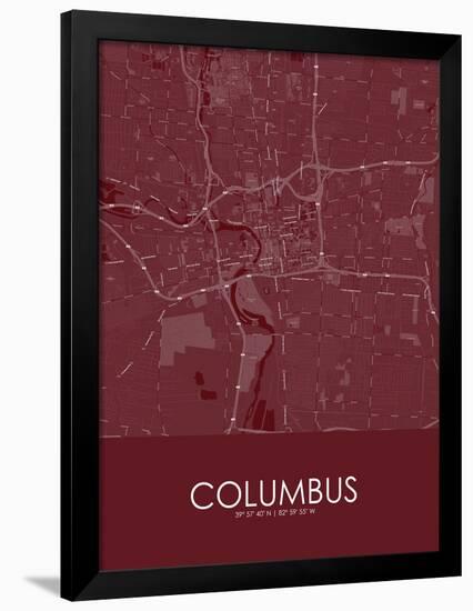 Columbus, United States of America Red Map-null-Framed Poster