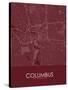 Columbus, United States of America Red Map-null-Stretched Canvas